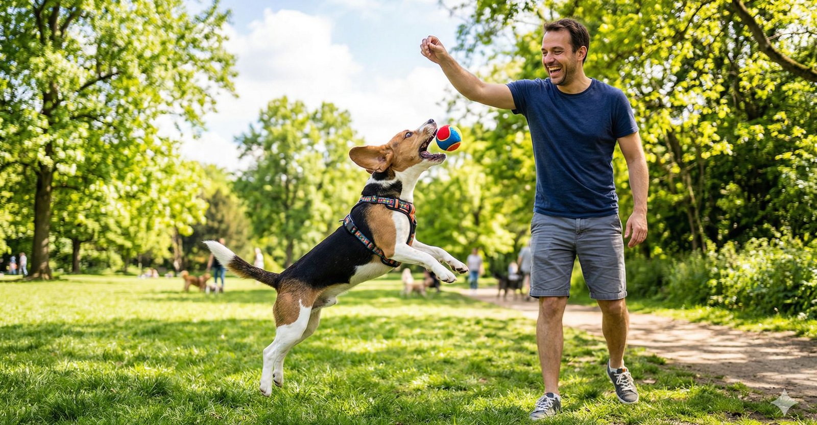 Tutor brincando com Beagle dicas pet exercício