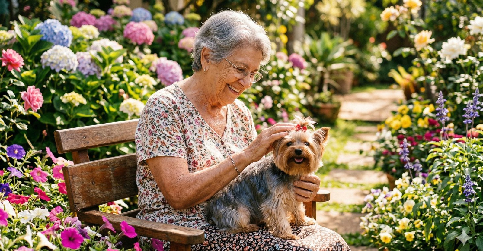 Idoso com Yorkshire Terrier