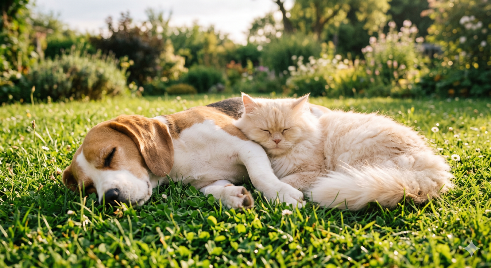 Cão e gato felizes juntos, guia de bem-estar animal, pets contentes e saudáveis