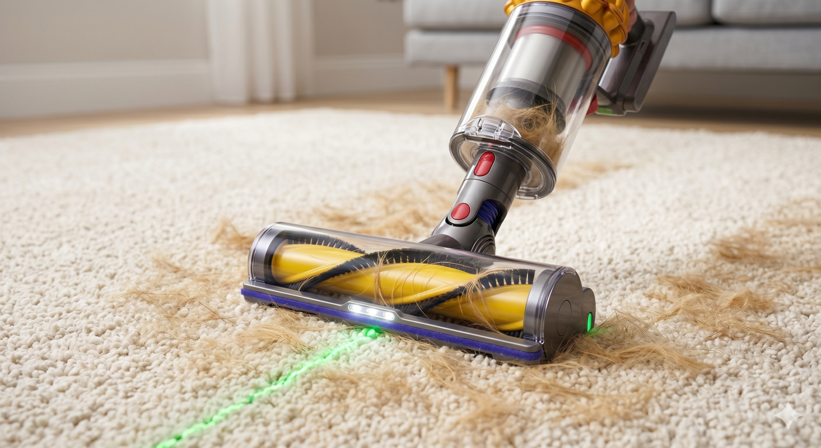 Pelos Nunca Mais! Conheça os 5 Aspiradores que Donos de Pet Amam 3 Escova motorizada anti-emaranhamento de aspirador, removendo pelos de cachorro de tapete, tecnologia de limpeza pet.