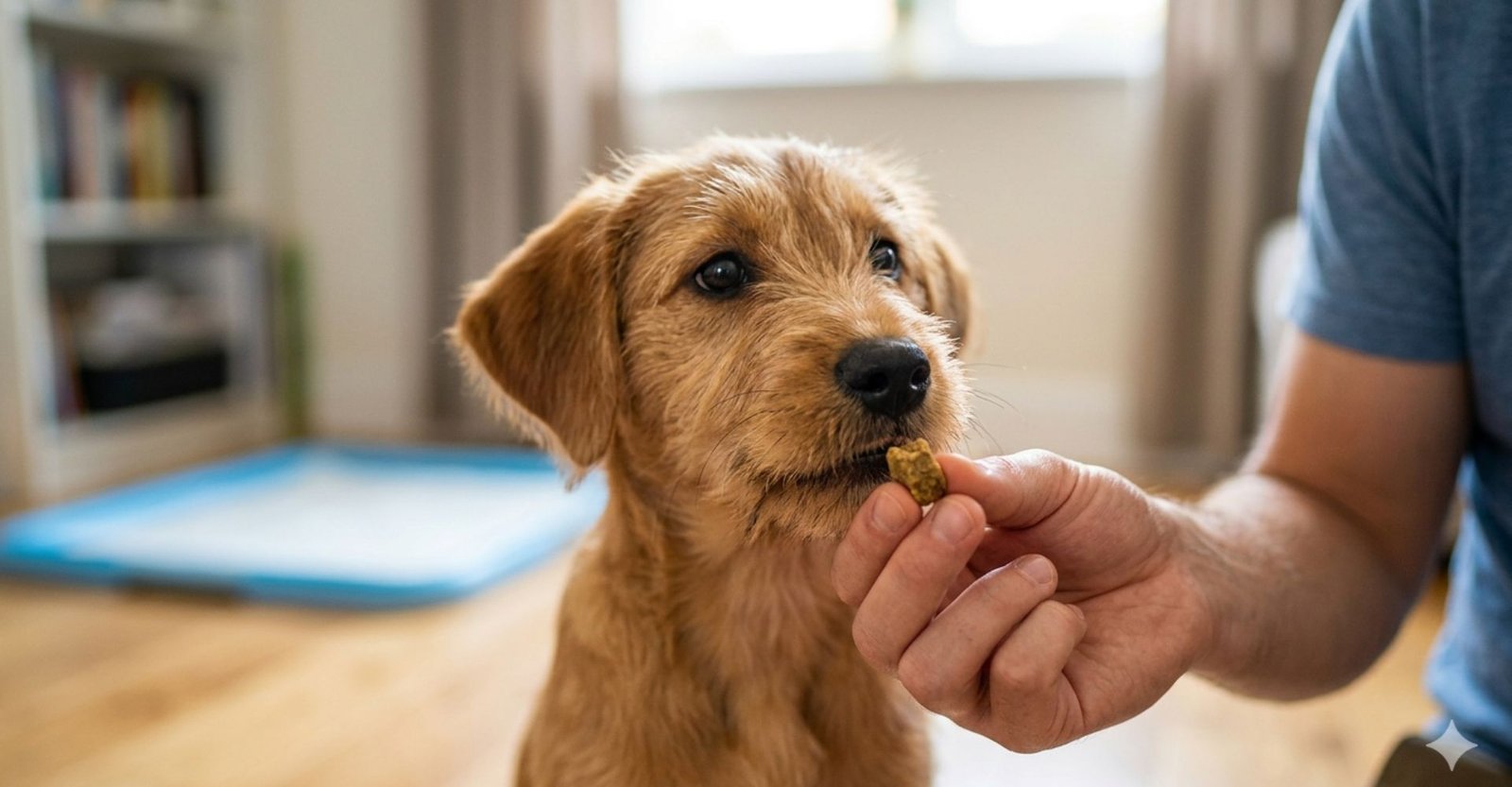 7 erros comuns nos primeiros cuidados com pet que você precisa evitar hoje 21 Tutor realizando os primeiros cuidados com pet através de reforço positivo
