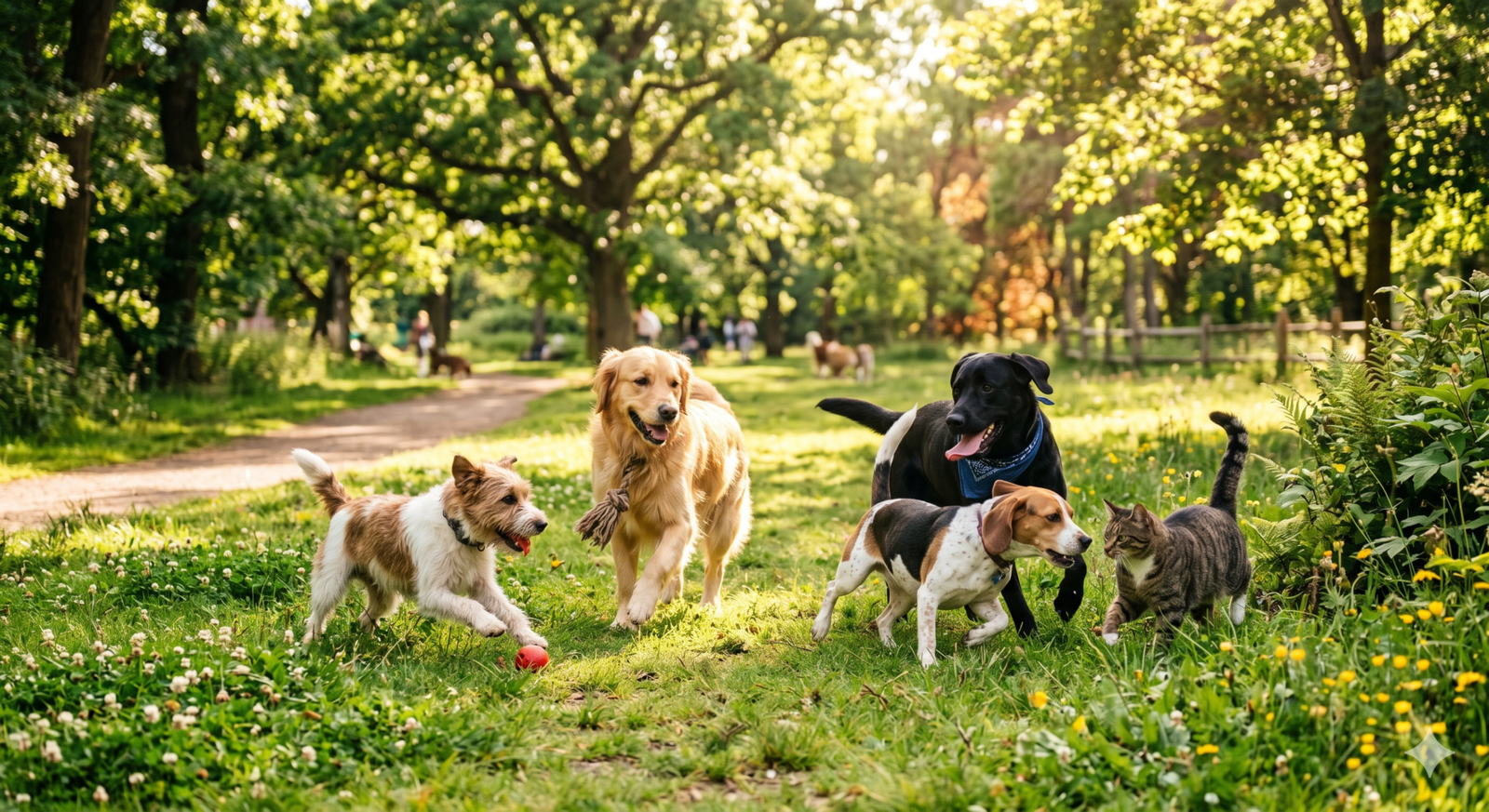 Pets saudáveis em atividade ao ar livre