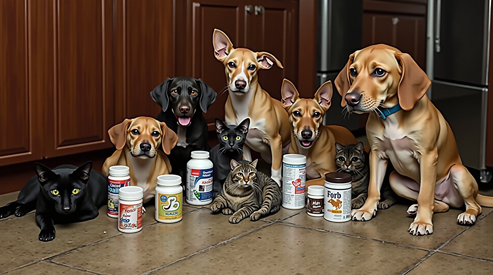 Grupo de pets com diferentes necessidades dietéticas