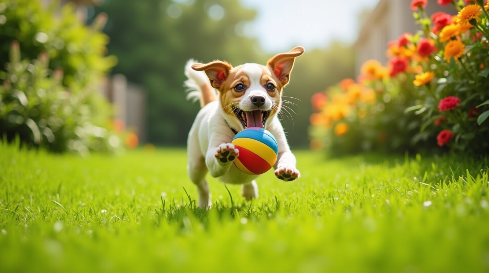Sintomas e Tratamentos: O Que Fazer Se Seu Cachorro Está Ofegante 4 Cachorro brincando alegremente no jardim