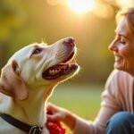 A heartwarming and vibrant scene featuring a happy healthy senior Labrador Retr 1778777812