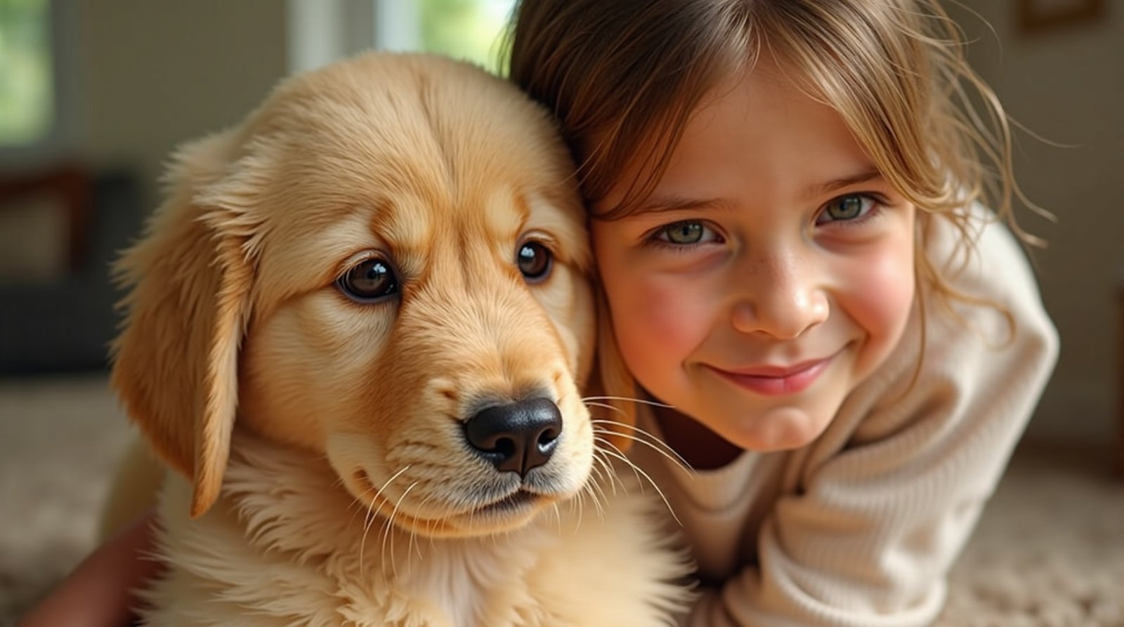 Por Que Certos Animais Domésticos São Perfeitos para Crianças 2 Criança acariciando cachorro em ambiente doméstico