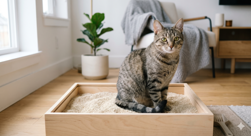 Areia de mandioca para gatos em ambiente doméstico