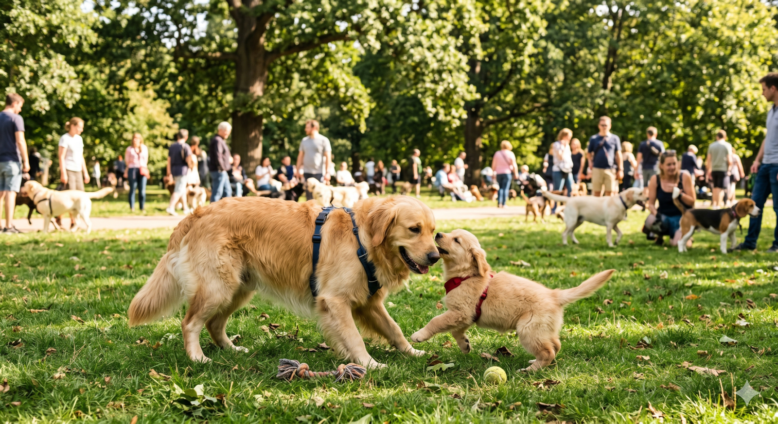 Cães brincando em parque