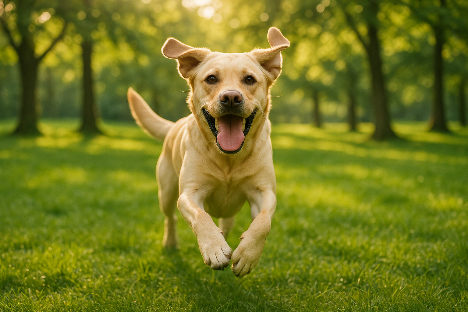 Escolhendo a Ração Perfeita: O Guia Moderno de Alimentação Canina 4 Labrador brincando em parque ensolarado