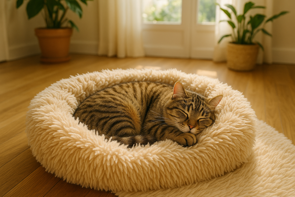 uma caminha aconchegante para gatos com um gato ma 1778880493
