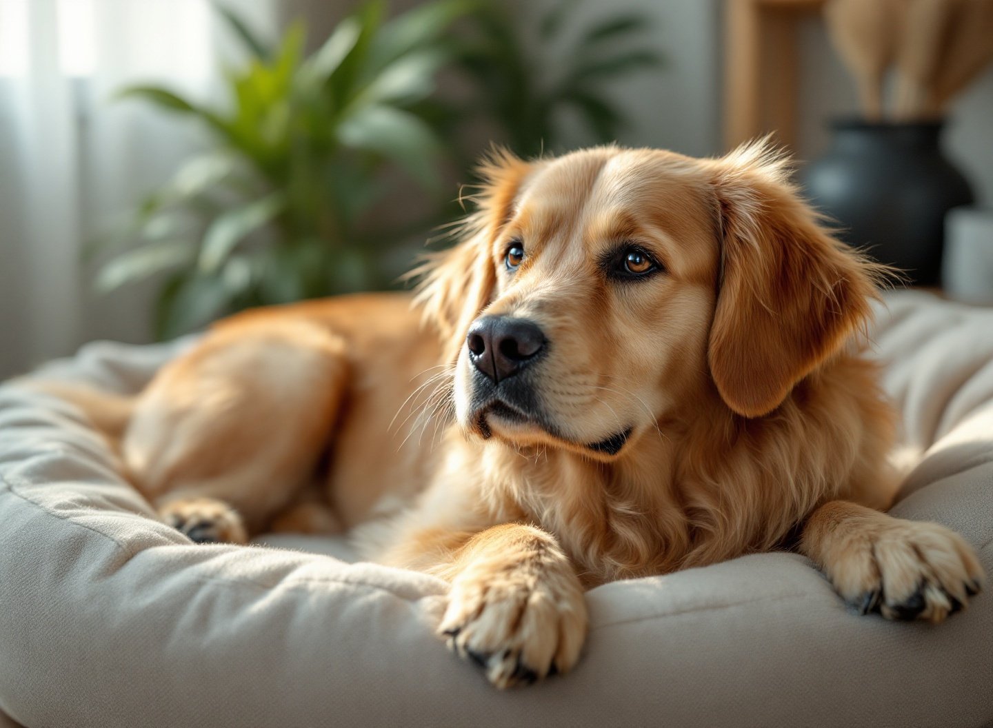 Golden Retriever saudável com suplementos naturais para bem-estar pet