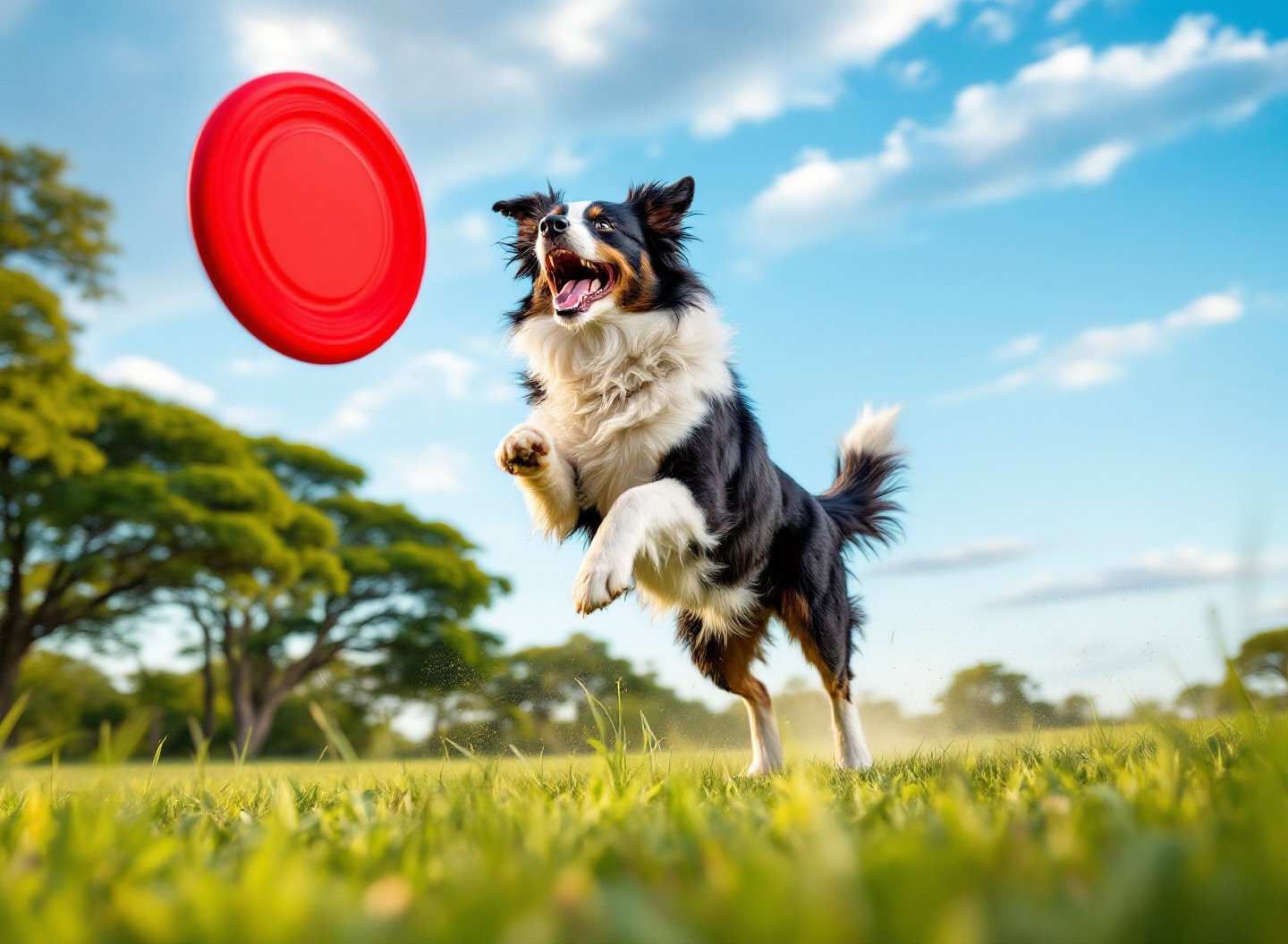 Border Collie saltando para pegar frisbee, brinquedo para gastar energia