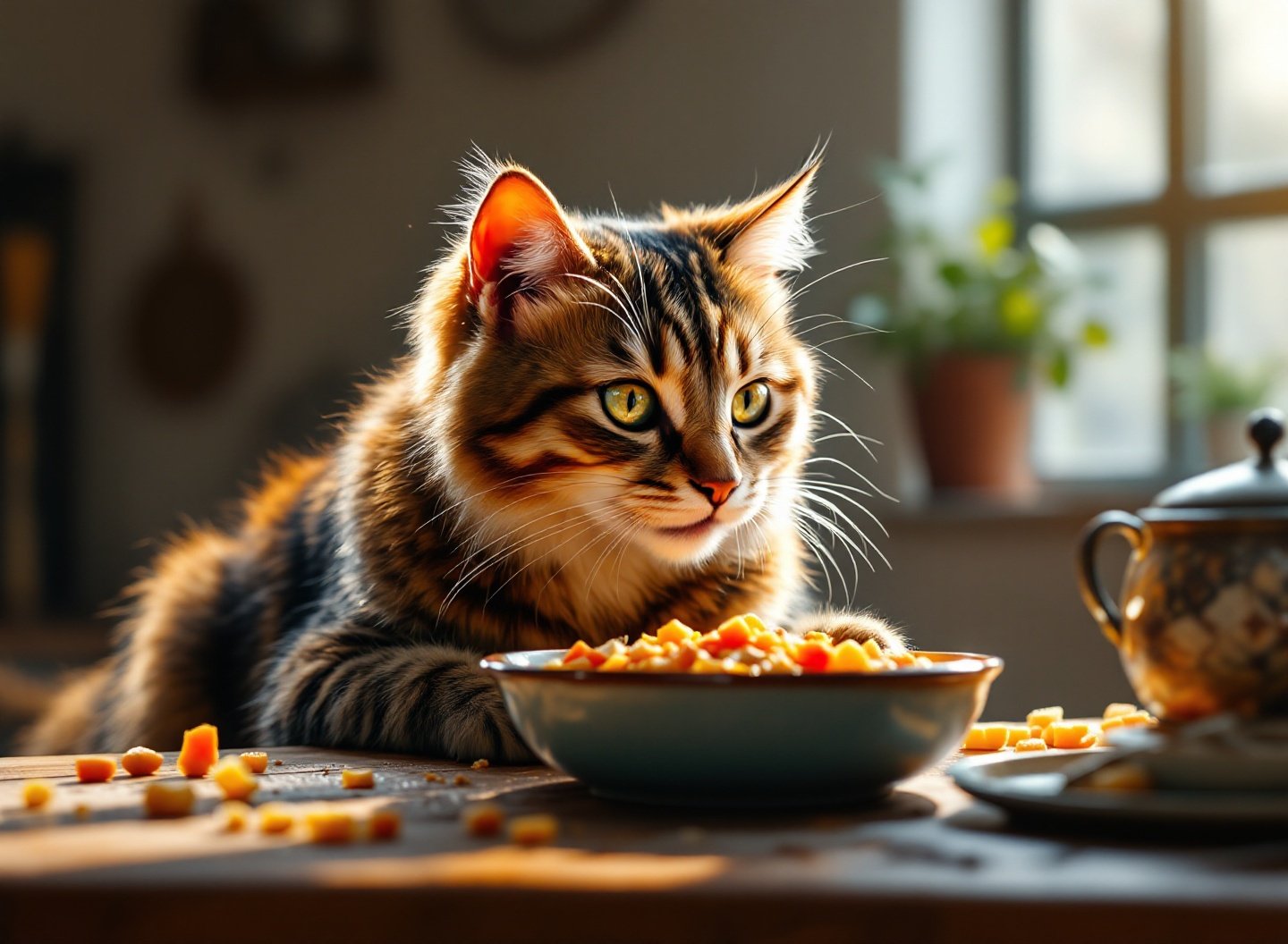 Gato comendo comida húmida
