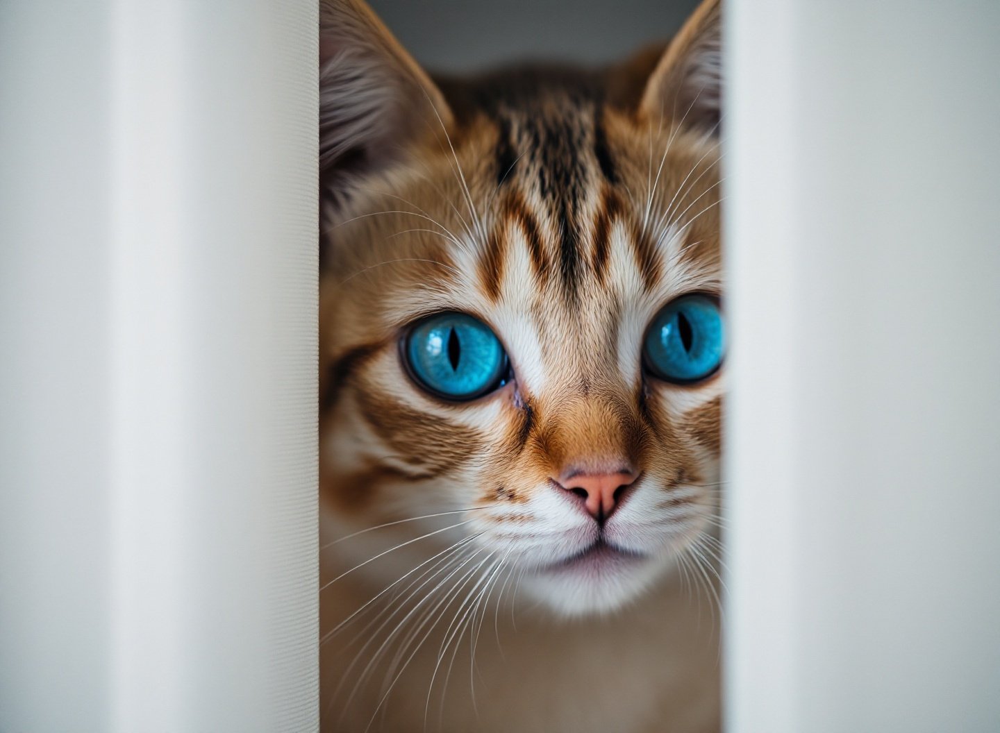 Gato siamês com expressão de curiosidade e apreensão, sinais emocionais pet