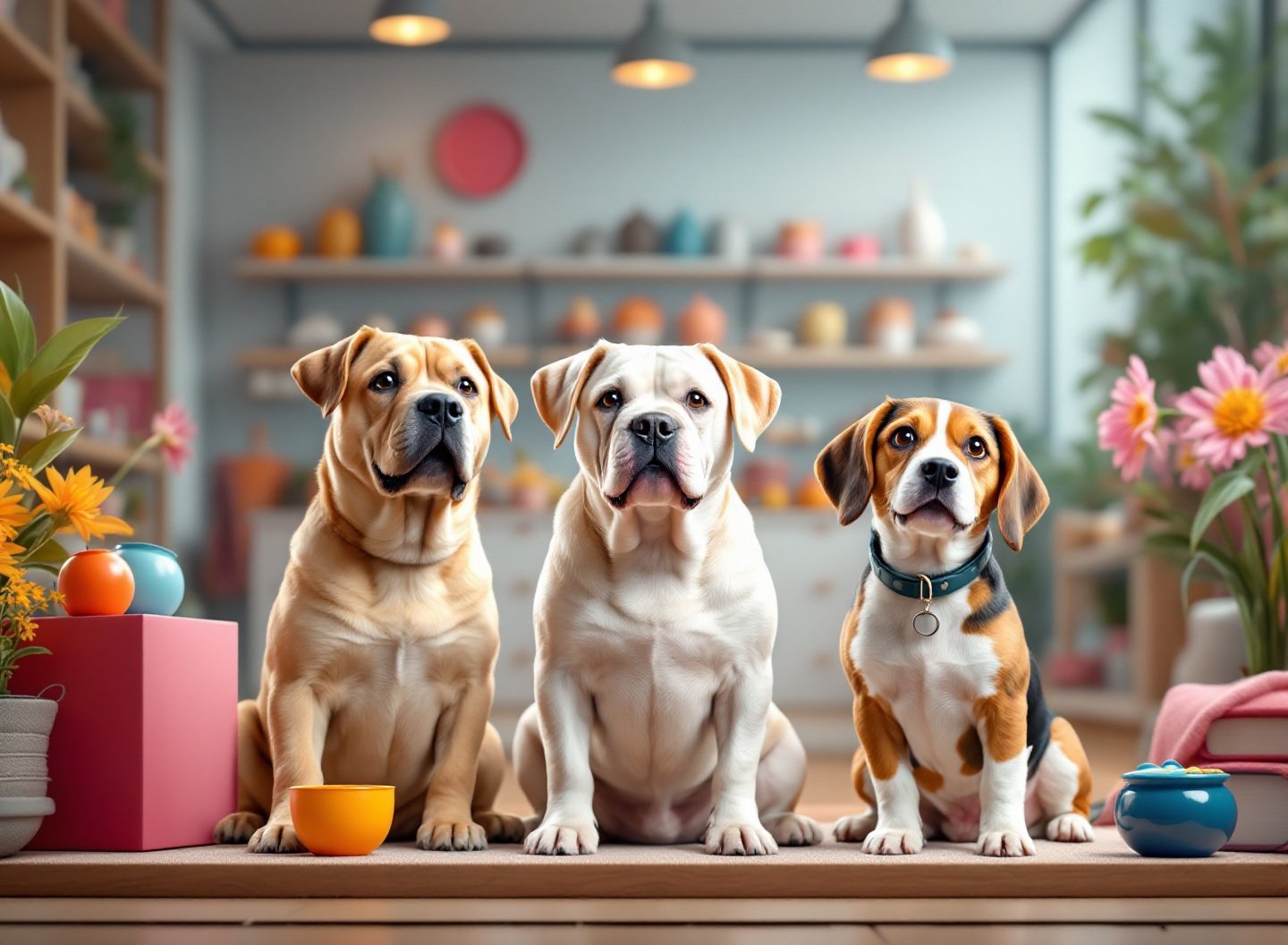 O Próximo Passo: As tendências de 2026 que prometem revolucionar o bem-estar e a felicidade do seu cachorro. 4 Pet shop moderno com brinquedos e produtos de enriquecimento ambiental para cães de diversas raças