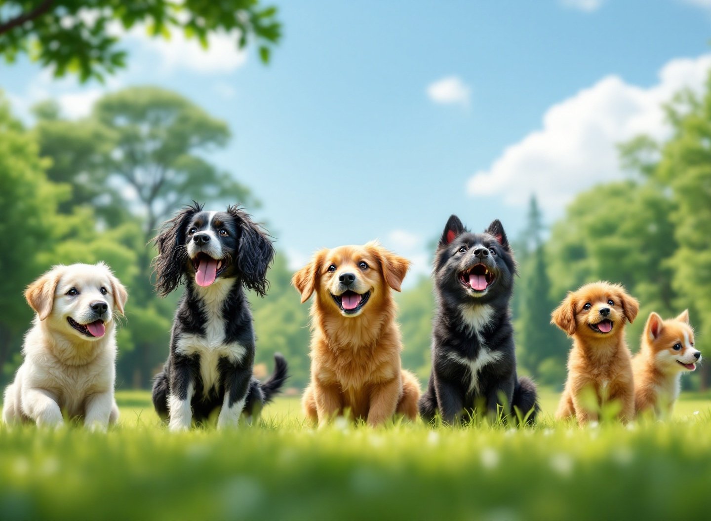 Cães socializando em parque