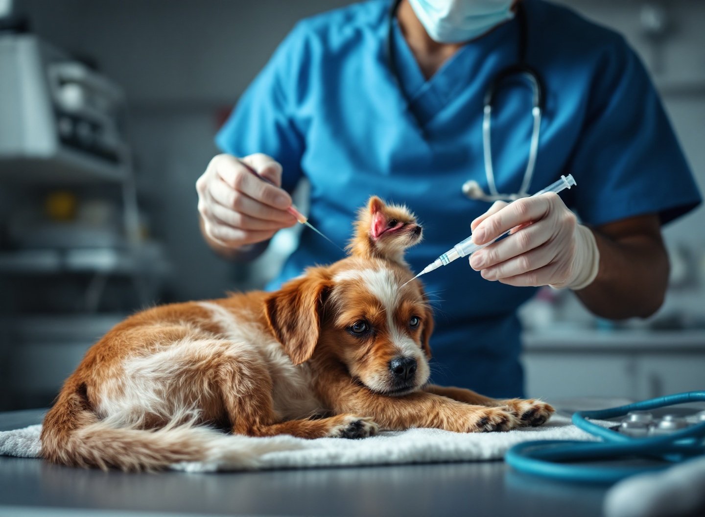 Descubra o antipulgas mais seguro para filhotes saudáveis 3 Veterinário aplicando antipulgas em filhote