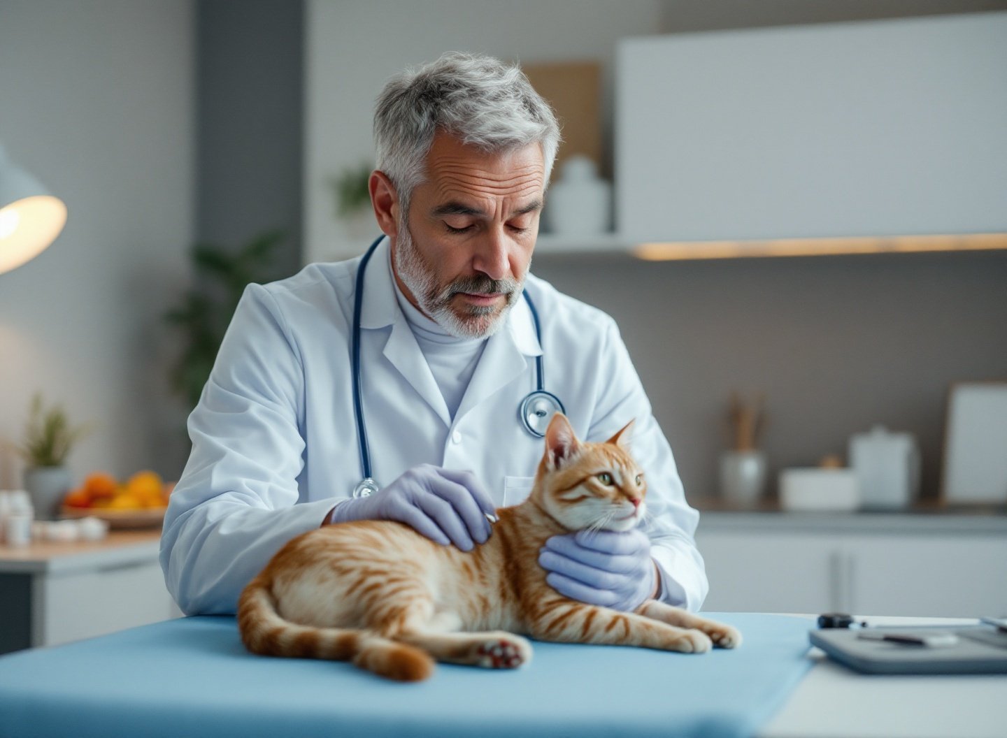 Prevenir Doenças em Animais: O Guia Definitivo que Todo Tutor Deveria Conhecer Agora 4 veterinário examinando gato durante consulta de prevenção e check-up de saúde