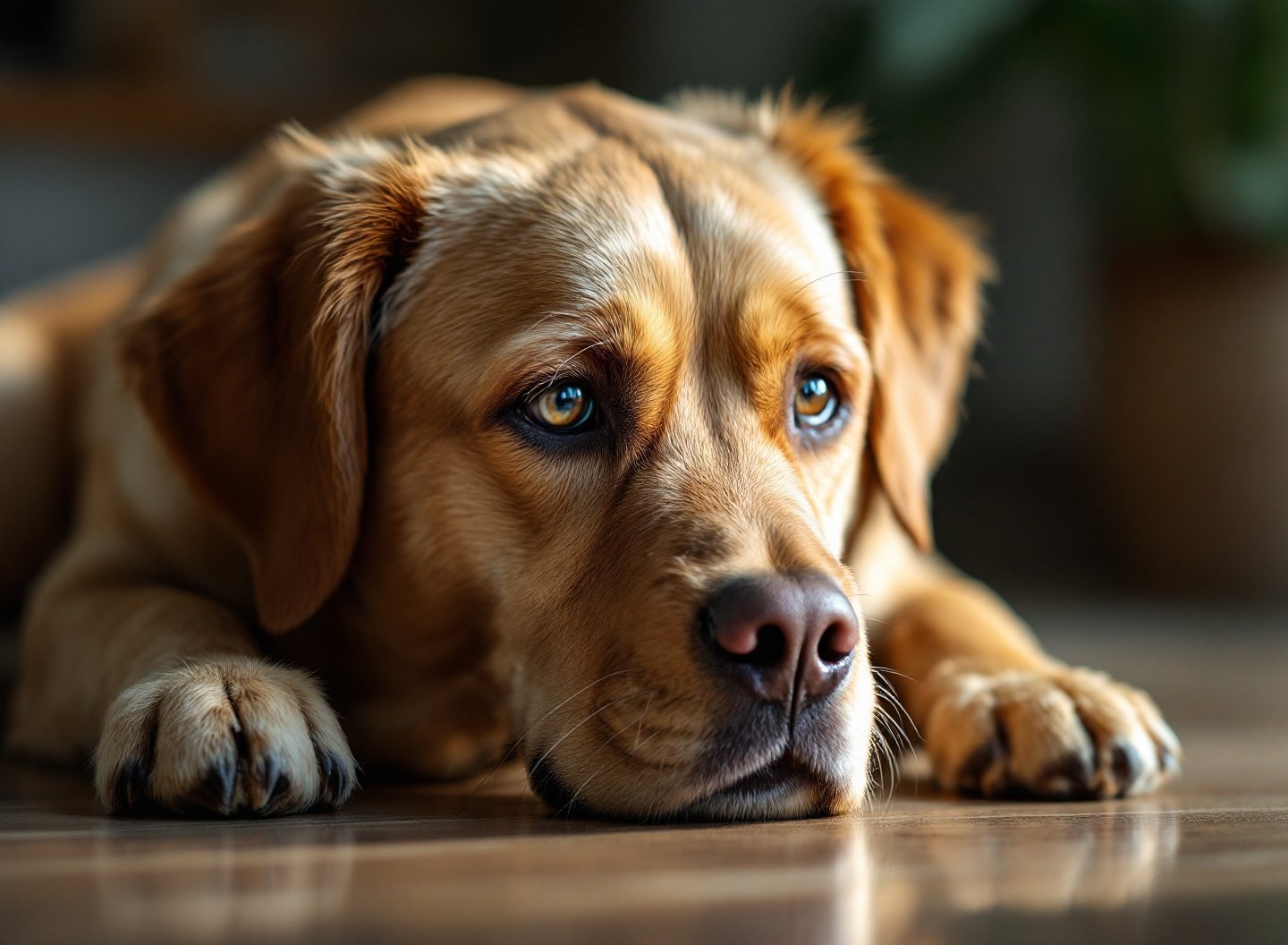mulher preocupada observando cão com comportamento alterado em casa