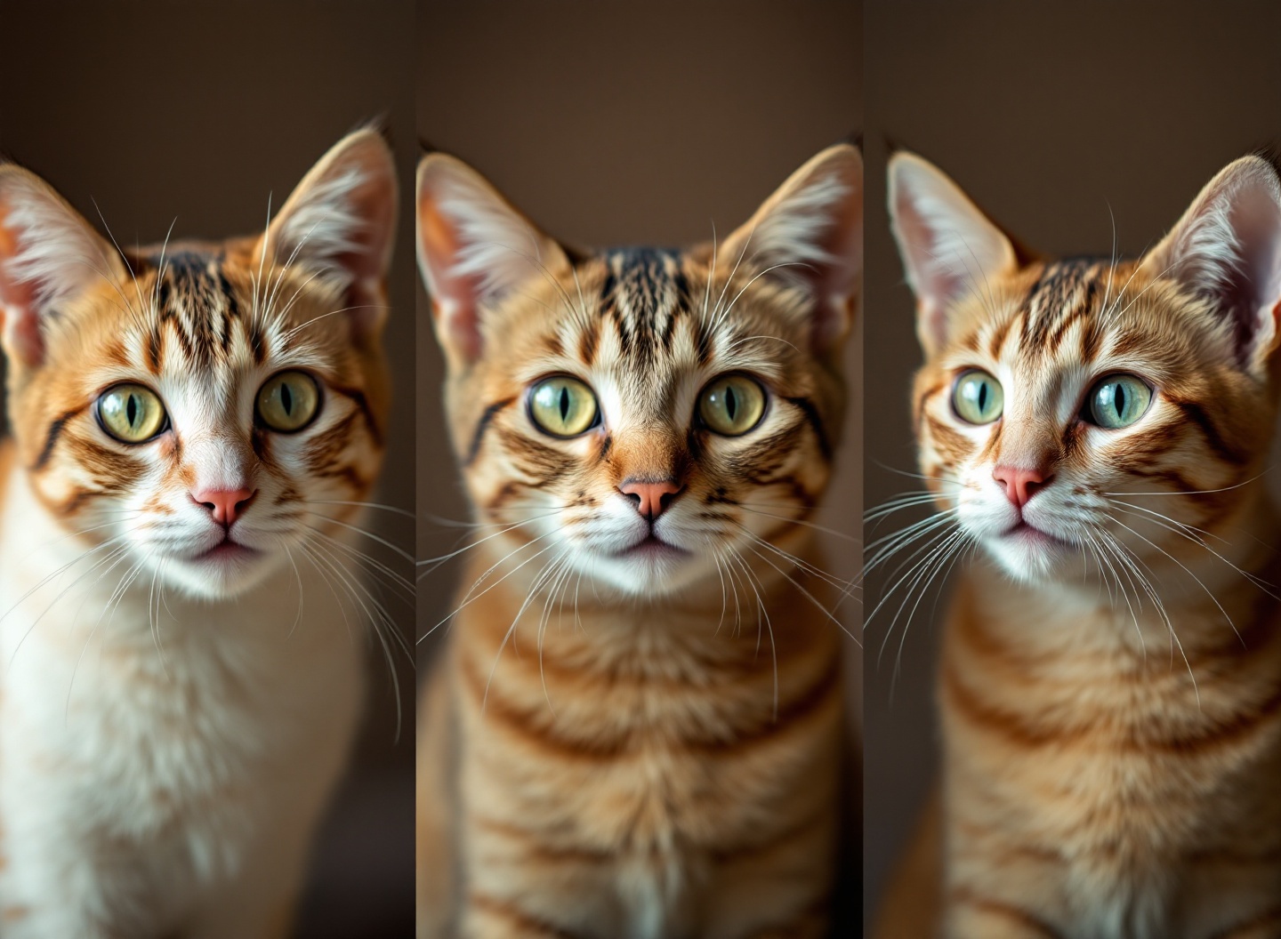 Seu gato não confia em você? Descubra os 5 passos que transformam a relação com felinos assustados 3 sequência de expressões faciais e linguagem corporal de gatos indicando confiança, medo e irritação