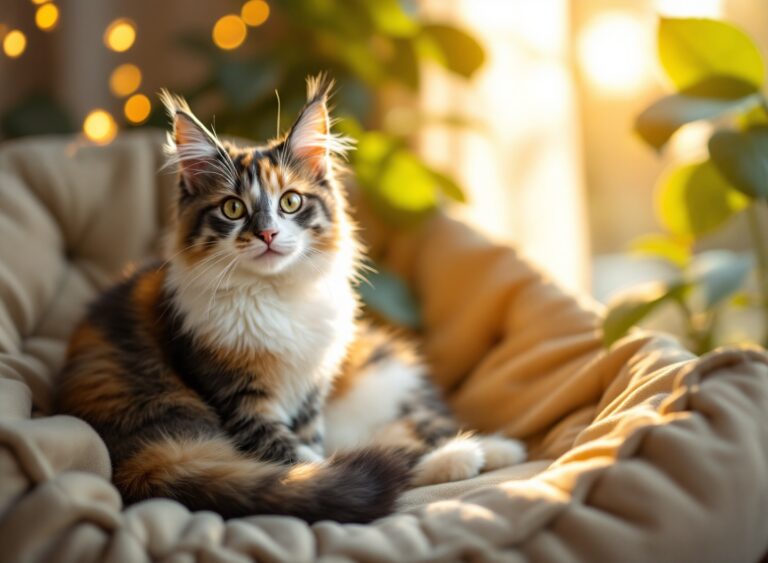 Gato saudável em ambiente doméstico aconchegante representando longevidade e bem-estar felino