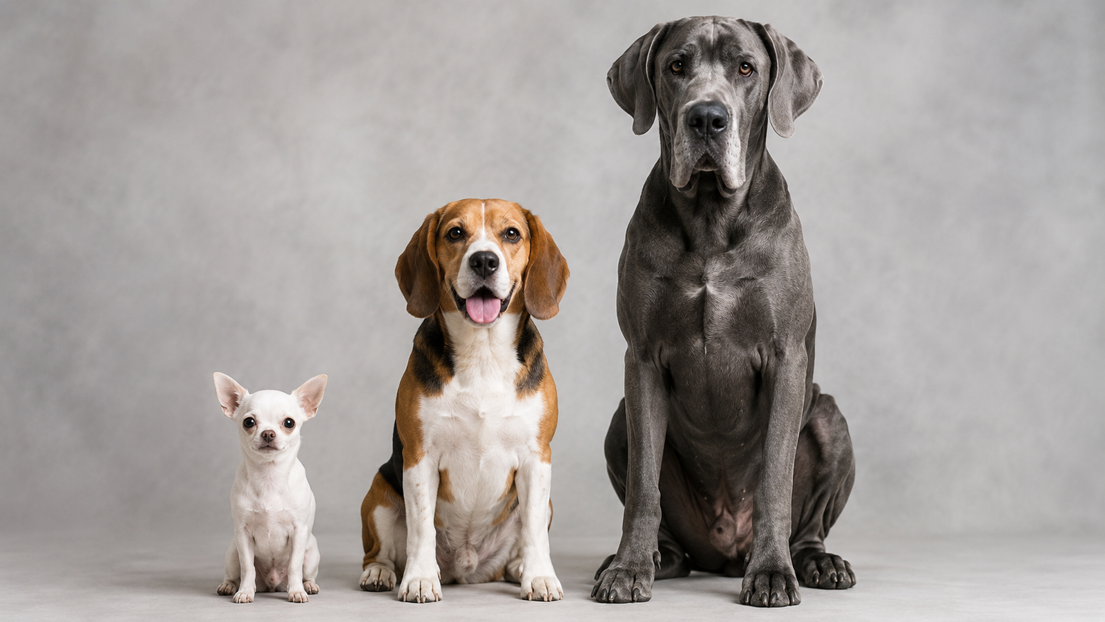 Quanto Tempo um Cachorro Vive: Guia Completo sobre a Expectativa de Vida por Raça e Tamanho 2 Comparação visual de cães pequenos, médios e grandes mostrando diferença de tamanho e expectativa de vida
