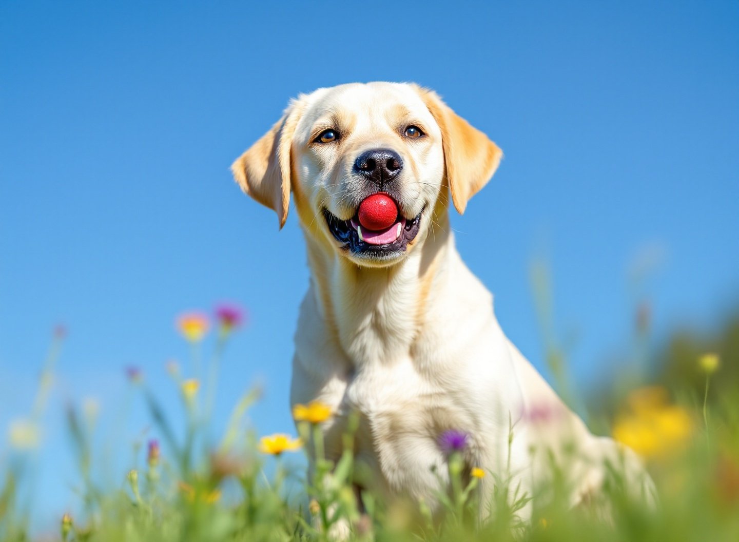 Você está alimentando seu pet corretamente? Descubra agora! 2 Cão Labrador brincando com ração no gramado