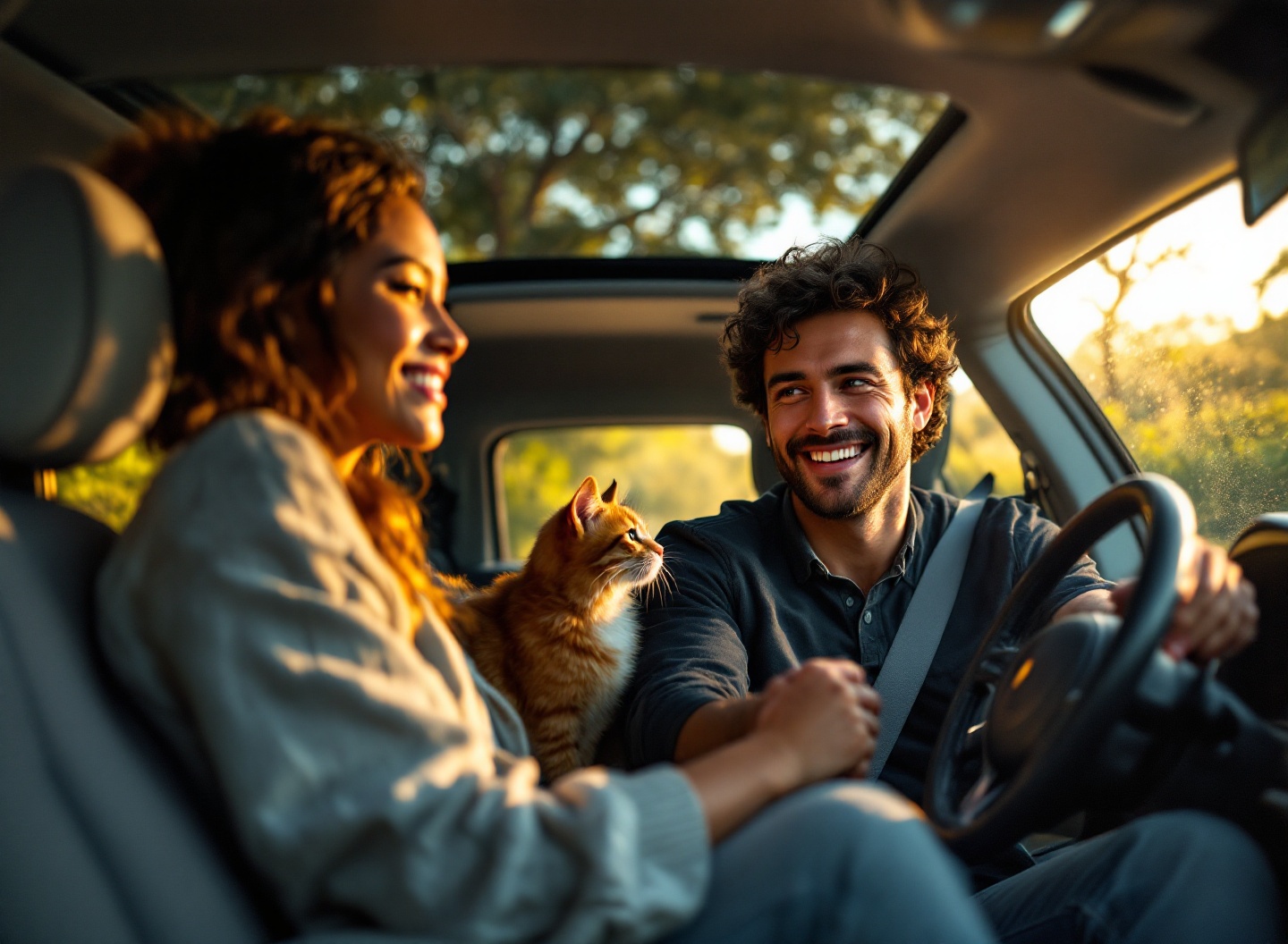 Transportar gato sem estresse: o guia definitivo para viagens tranquilas e seguras 4 casal transportando gato em carro de forma segura e responsável durante viagem