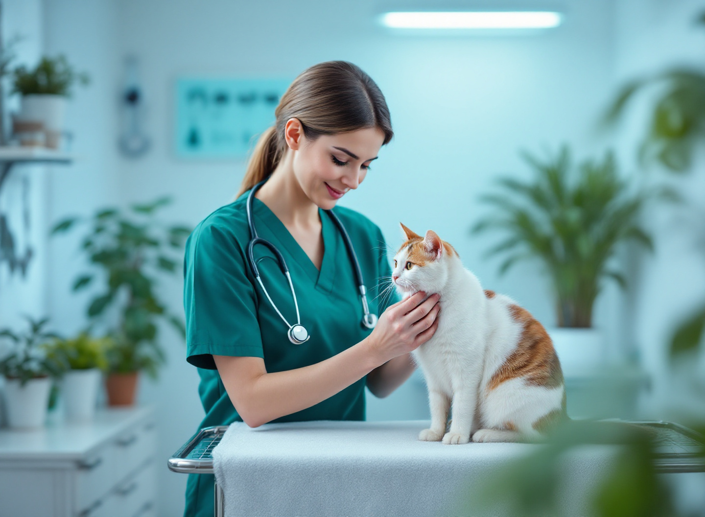 Seu Pet Está em Risco? Descubra os 15 Alimentos Que Causam Envenenamento em Cães e Gatos 4 veterinária examinando gato em clínica, diagnóstico de intoxicação alimentar em pets, primeiros socorros