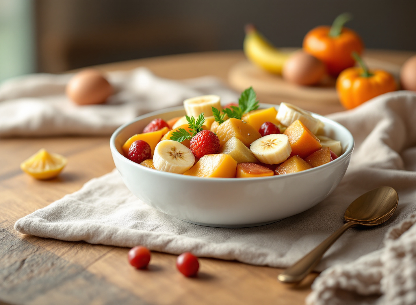 Seu Pet Envelhece Rápido? Descubra Como a Alimentação Correta Pode Adicionar Anos de Vida 3 tigela com alimentos naturais coloridos para cães incluindo cenoura, batata doce, mamão, beterraba e proteína, em ambiente rústico com luz natural