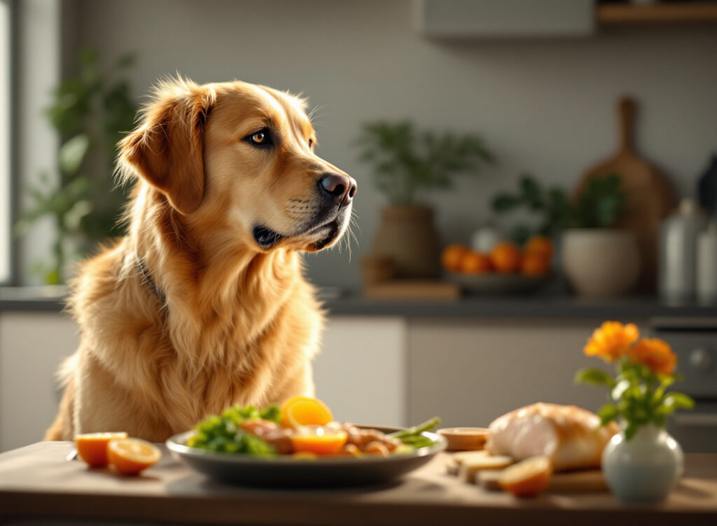 cachorro saudável com pelagem brilhante ao lado de tigela de alimentação adequada - imagem de capa para artigo sobre sinais de alimentação inadequada em pets