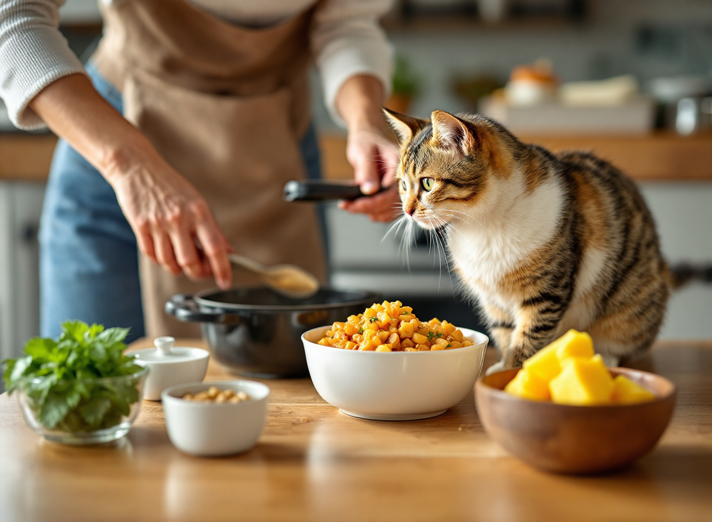 Por que você estava escolhendo ração errada: a versão atualizada para interpretar cada linha do rótulo 4 Gata comendo ração de qualidade em tigela, com complementos frescos ao lado, demonstrando alimentação saudável para pets