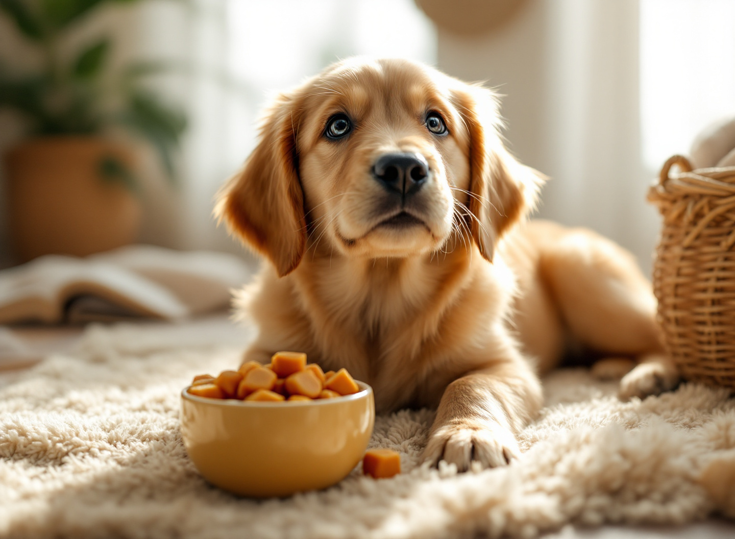 Seu Cachorro Pode Comer Maçã — Mas Existe Um Detalhe Crucial Que Muda Tudo 4 Filhote de cachorro com alimentação segura incluindo maçã e ração apropriada para idade