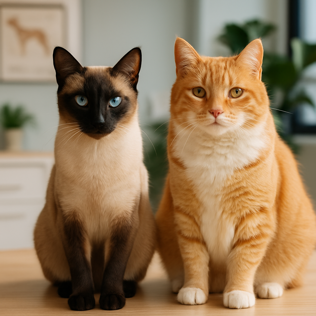 Qual é a Raça de Gato Ideal para Você? O Guia Moderno que Revela as Diferenças Reais 3 Comparação visual entre gato de raça pura e gato SRD mostrando características físicas diferentes