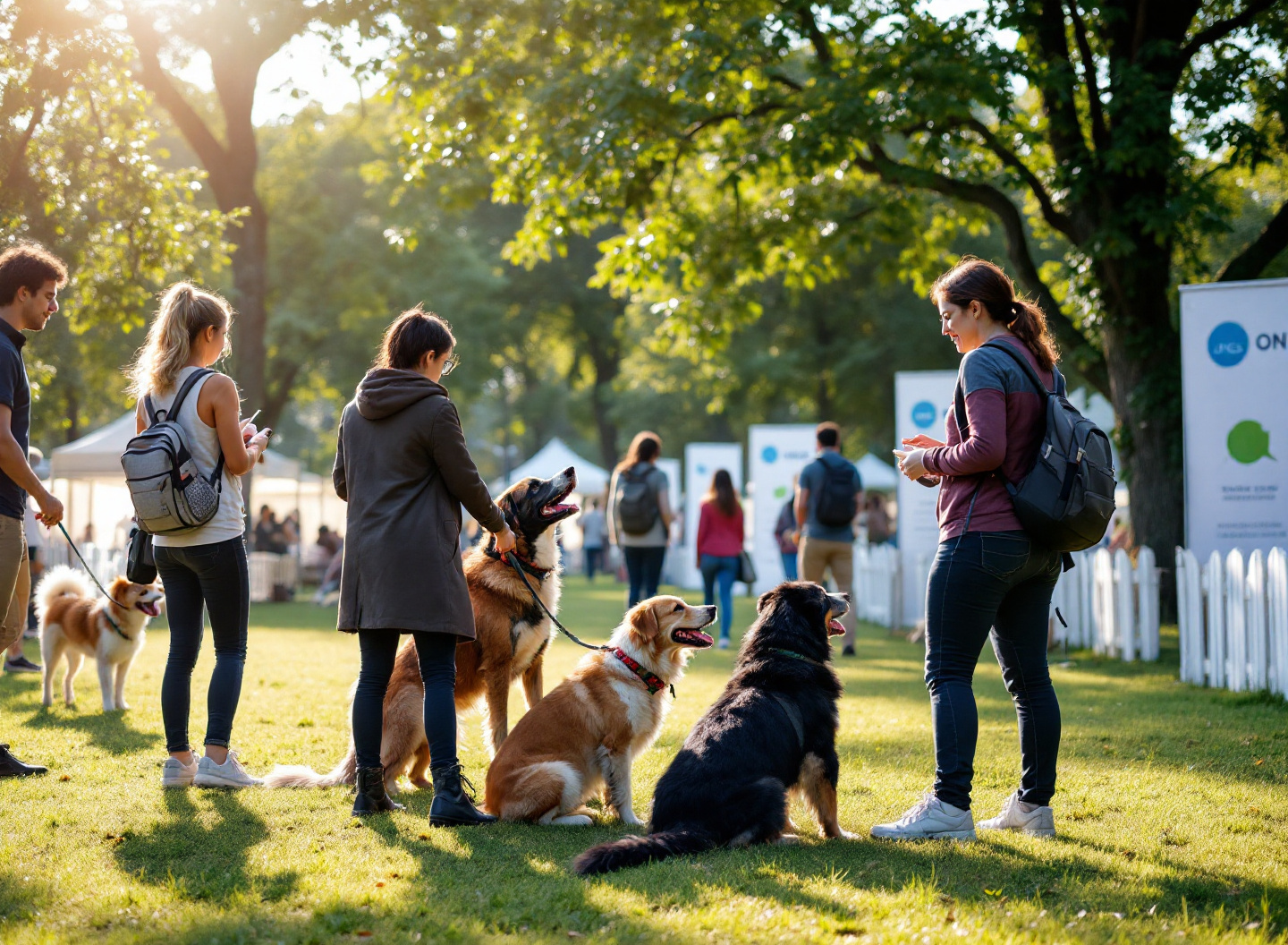 Adotar um cachorro muda sua vida: o guia definitivo para escolher o companheiro perfeito e evitar arrependimentos 3 feira de adoção comunitária com múltiplos cães e adotantes em potencial em ambiente natural e acolhedor
