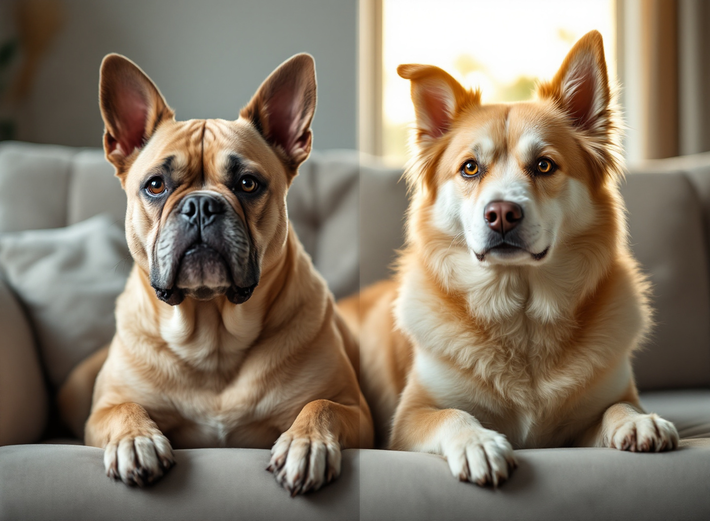 Ração Super Premium Vale a Pena? O que 500 tutores descobriram sobre nutrição felina e canina em 2026 4 Transformação visível de cão antes e depois de alimentação com ração super premium, mostrando melhora em pelagem e energia