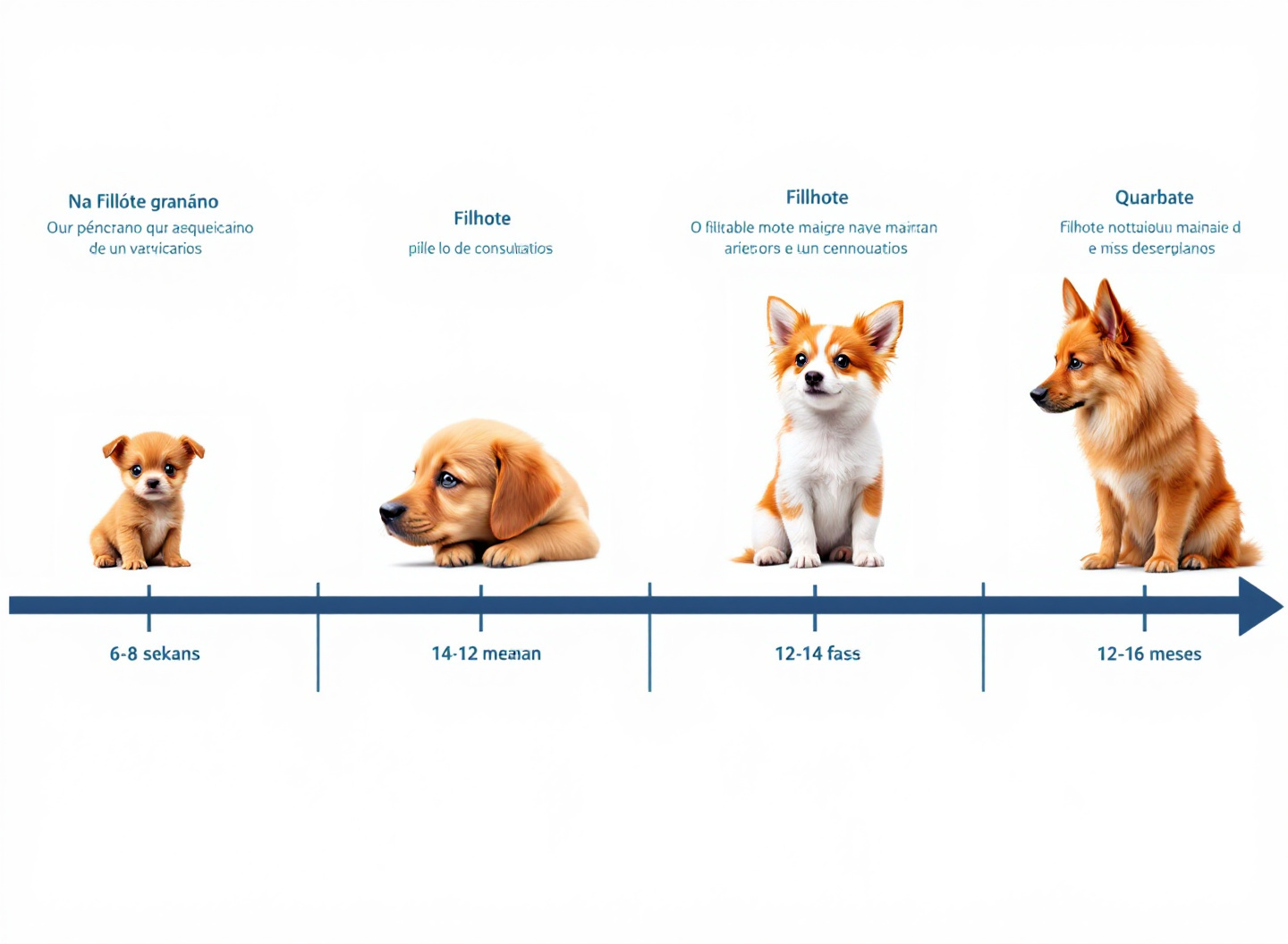 Cronograma visual de vacinação v8 para filhotes de cães em fases de desenvolvimento