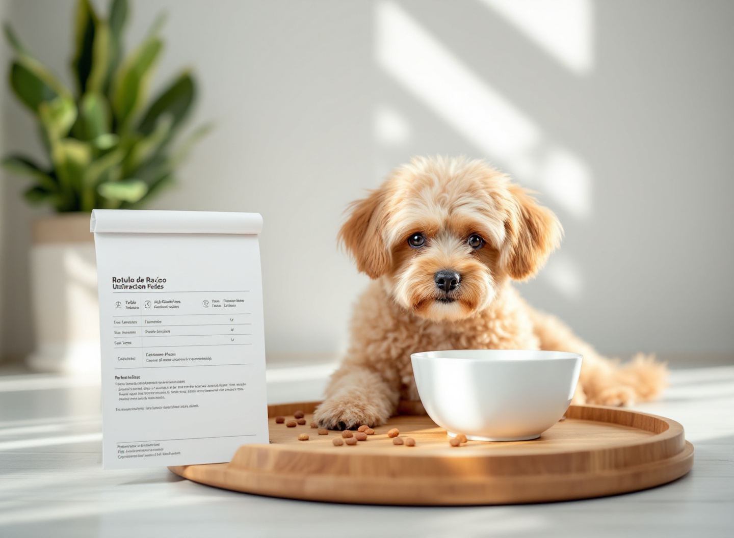 Seu cachorro está comendo demais ou de menos? Descubra a quantidade exata de ração conforme peso e idade 3 Detalhe de rótulo de ração com tabela de alimentação recomendada para cães, demonstrando como ler instruções corretas de porção