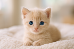 Gatinho bebezinho em cobertor felpudo