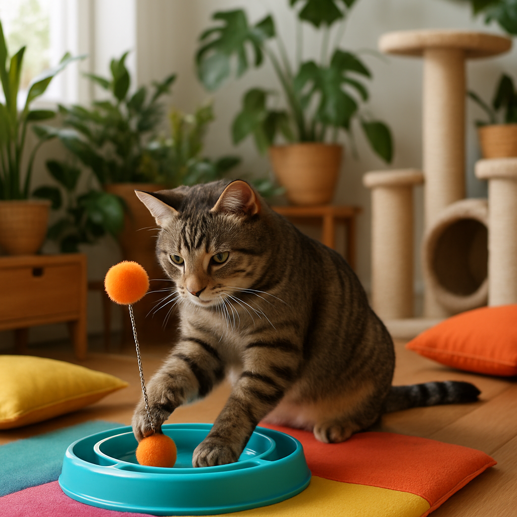 A surpreendente verdade sobre a vida longa dos gatos 4 Gato brincando em ambiente estimulante