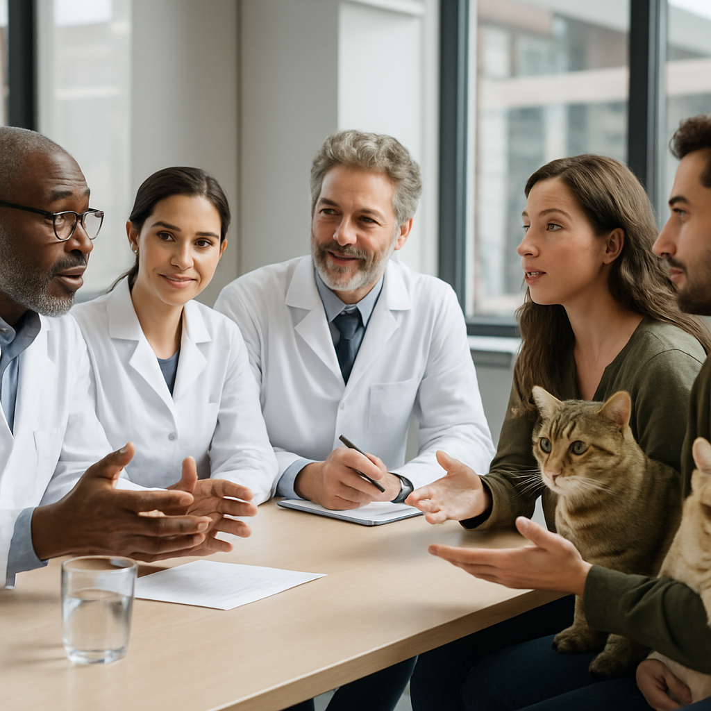 Discussão sobre castração de gatos entre veterinários e tutores