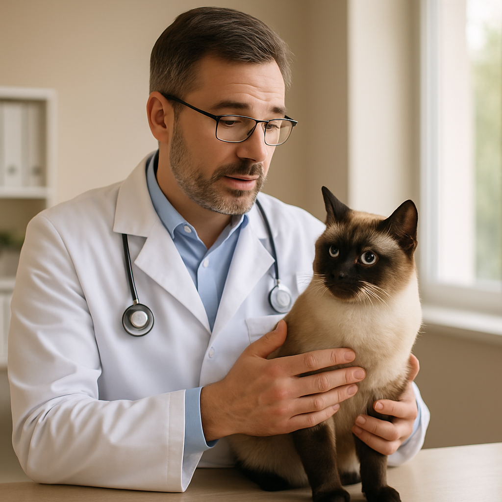 Veterinário explicando castração de gato