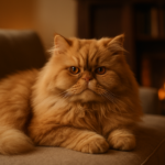 Gato persa em sofá aconchegante