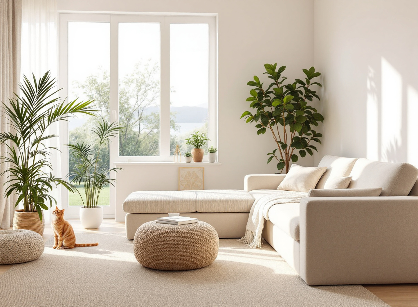 Móveis intactos ou gato feliz? O guia definitivo de arranhadores que resolve os dois problemas ao mesmo tempo 3 três tipos de arranhadores para gatos em sala de estar com gato laranja em ação