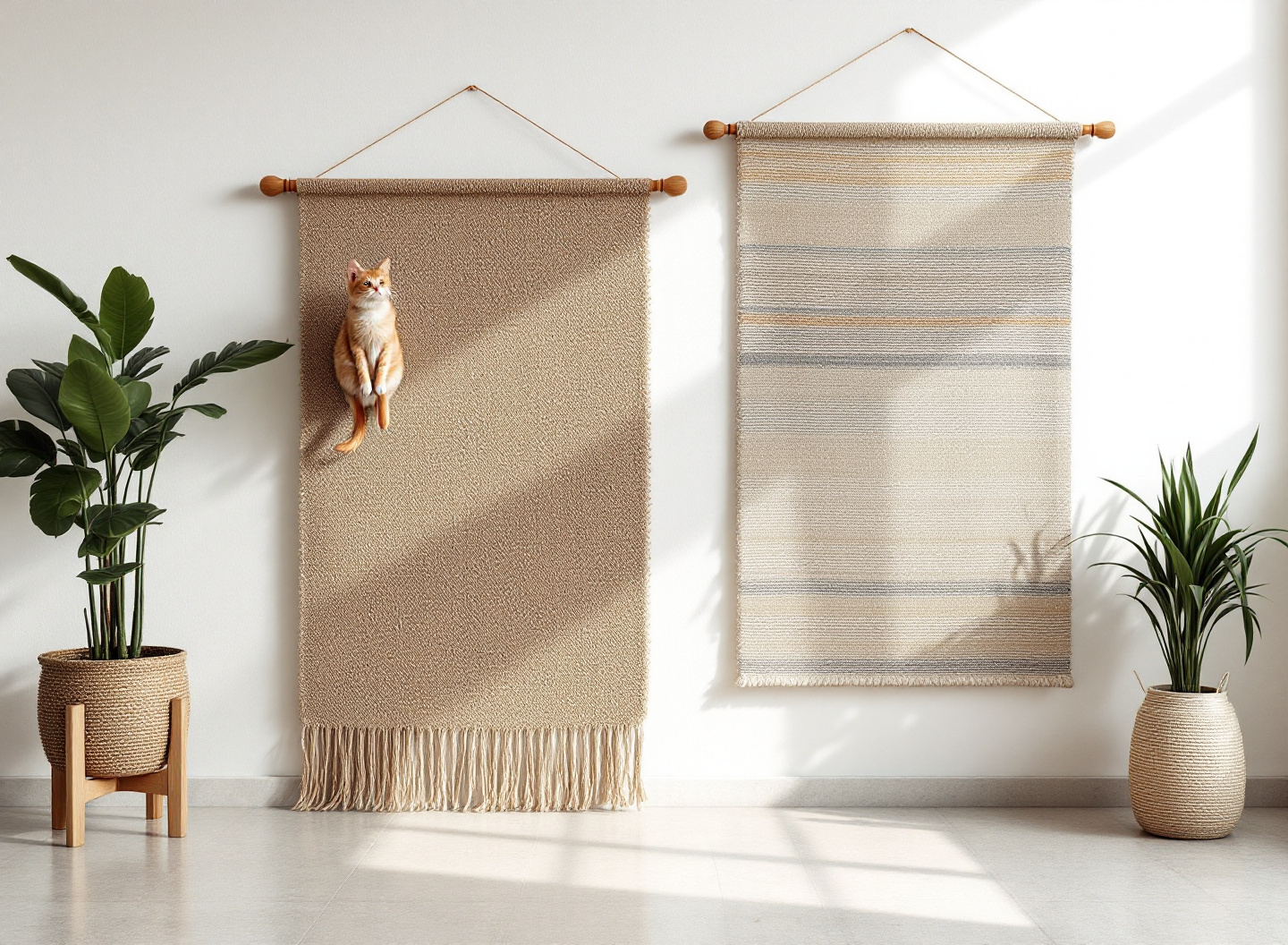 Seu Gato Está Destruindo os Móveis? Descubra Como o Tapete Arranhador Correto Muda Tudo 3 comparação entre arranhador vertical de sisal e horizontal de papelão com dois gatos diferentes usando cada um