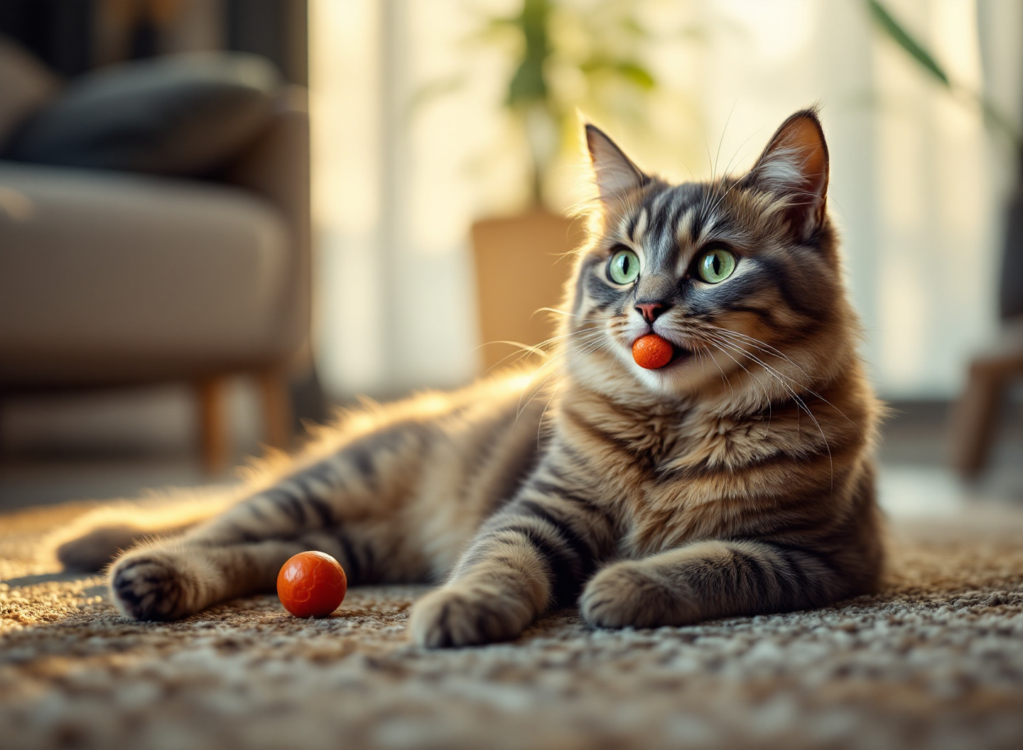 Instinto natural ou tédio mortal? O guia moderno de ratinhos que mantêm gatos mentalmente estimulados 2 gato cinzento brincando com rato de brinquedo em sala de estar com luz natural